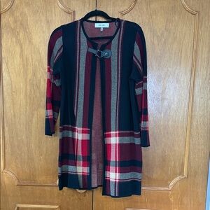 Jones Studio Black and Red Plaid Cardigan